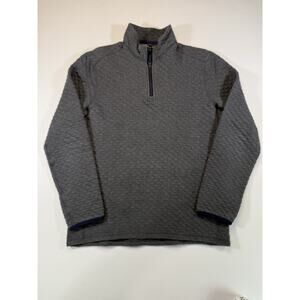 J Crew Sweater Mens Small Gray Quilted Half Zip Pullover Outdoors Hiking
